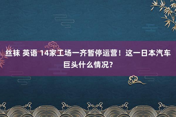 丝袜 英语 14家工场一齐暂停运营！这一日本汽车巨头什么情况？