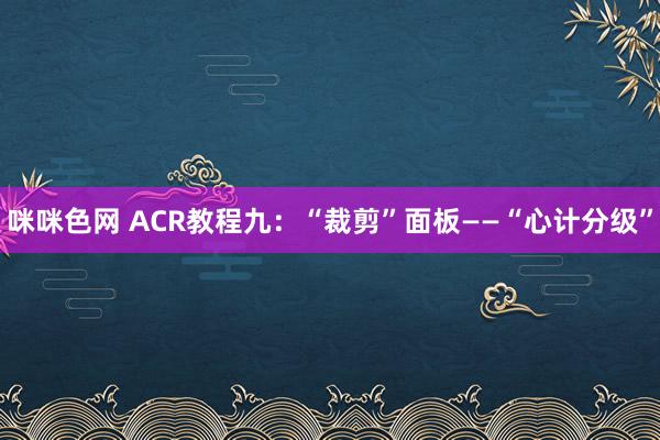 咪咪色网 ACR教程九：“裁剪”面板——“心计分级”