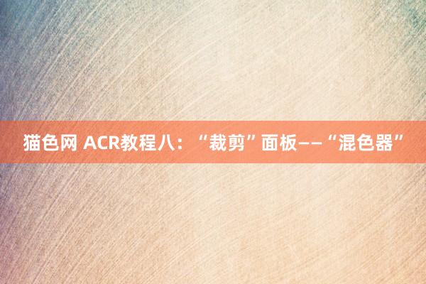 猫色网 ACR教程八：“裁剪”面板——“混色器”