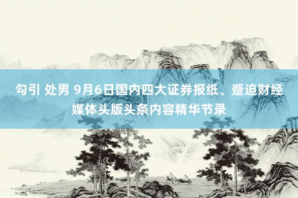 勾引 处男 9月6日国内四大证券报纸、蹙迫财经媒体头版头条内容精华节录