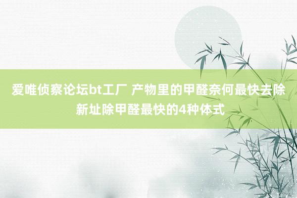 爱唯侦察论坛bt工厂 产物里的甲醛奈何最快去除 新址除甲醛最快的4种体式