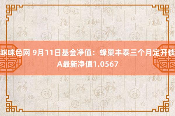 咪咪色网 9月11日基金净值：蜂巢丰泰三个月定开债A最新净值1.0567