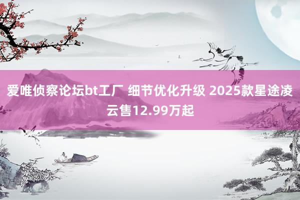 爱唯侦察论坛bt工厂 细节优化升级 2025款星途凌云售12.99万起