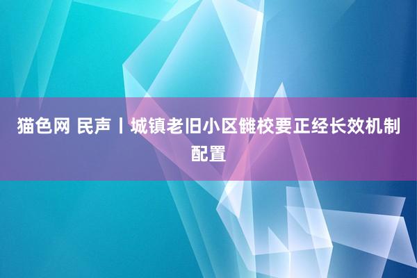 猫色网 民声丨城镇老旧小区雠校要正经长效机制配置