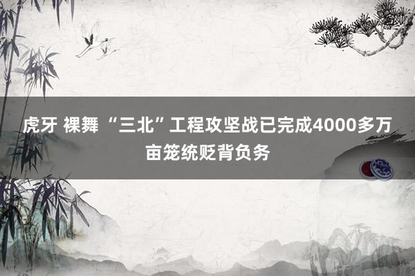 虎牙 裸舞 “三北”工程攻坚战已完成4000多万亩笼统贬背负务