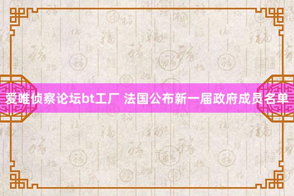 爱唯侦察论坛bt工厂 法国公布新一届政府成员名单