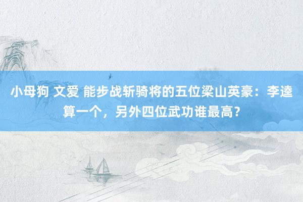 小母狗 文爱 能步战斩骑将的五位梁山英豪：李逵算一个，另外四位武功谁最高？