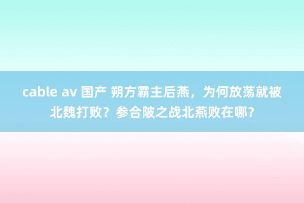 cable av 国产 朔方霸主后燕，为何放荡就被北魏打败？参合陂之战北燕败在哪？