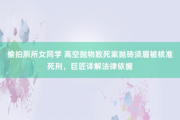 偷拍厕所女同学 高空抛物致死案抛砖须眉被核准死刑，巨匠详解法律依据