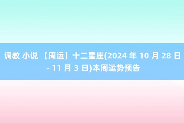 调教 小说 【周运】十二星座(2024 年 10 月 28 日 - 11 月 3 日)本周运势预告