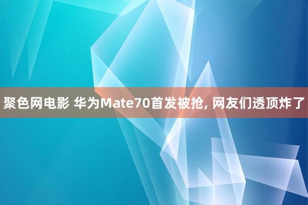 聚色网电影 华为Mate70首发被抢， 网友们透顶炸了