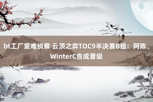 bt工厂爱唯侦察 云顶之弈TOC9半决赛B组：阿陈、WinterC告成晋级