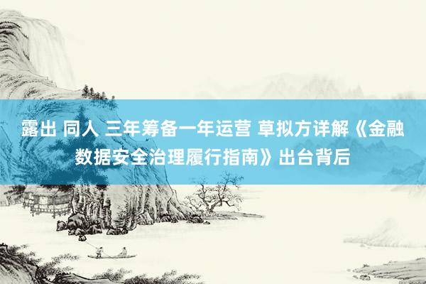 露出 同人 三年筹备一年运营 草拟方详解《金融数据安全治理履行指南》出台背后