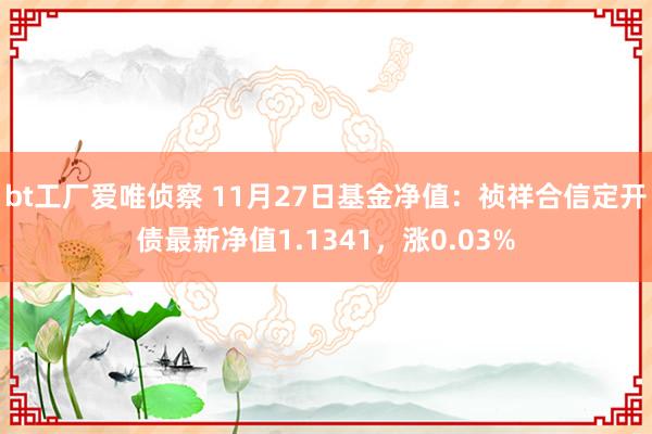 bt工厂爱唯侦察 11月27日基金净值：祯祥合信定开债最新净值1.1341，涨0.03%