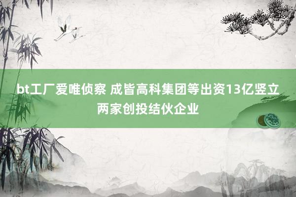 bt工厂爱唯侦察 成皆高科集团等出资13亿竖立两家创投结伙企业