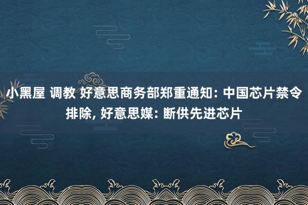 小黑屋 调教 好意思商务部郑重通知: 中国芯片禁令排除， 好意思媒: 断供先进芯片