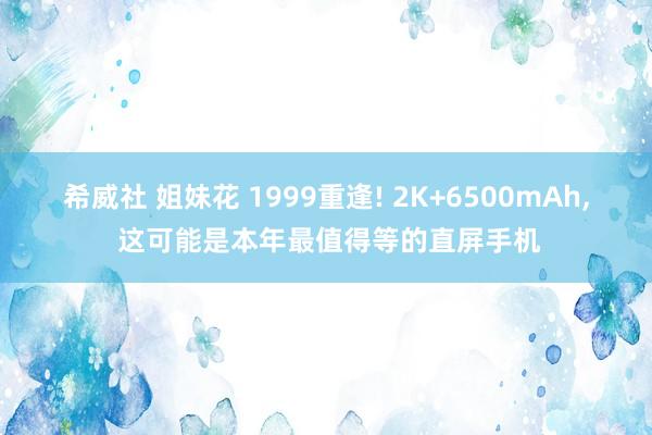 希威社 姐妹花 1999重逢! 2K+6500mAh， 这可能是本年最值得等的直屏手机