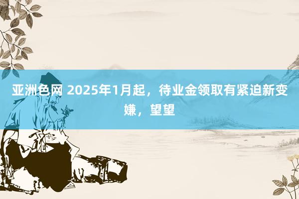 亚洲色网 2025年1月起，待业金领取有紧迫新变嫌，望望