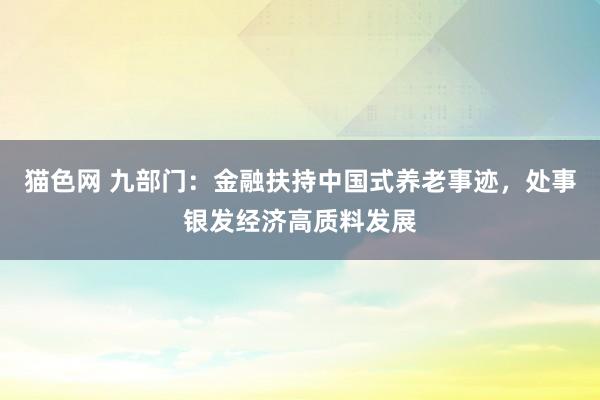 猫色网 九部门：金融扶持中国式养老事迹，处事银发经济高质料发展