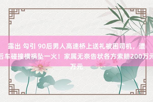 露出 勾引 90后男人高速桥上送礼被困司机，遭后车碰撞横祸坠一火！家属无奈告状各方索赔200万元