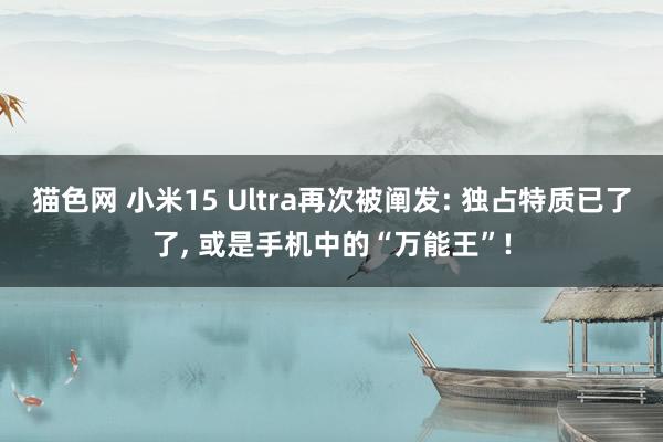 猫色网 小米15 Ultra再次被阐发: 独占特质已了了, 或是手机中的“万能王”!