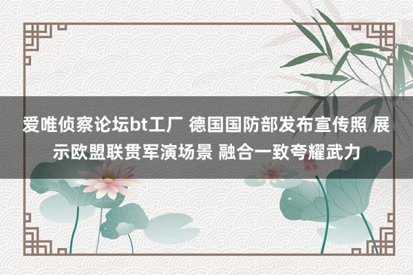 爱唯侦察论坛bt工厂 德国国防部发布宣传照 展示欧盟联贯军演场景 融合一致夸耀武力