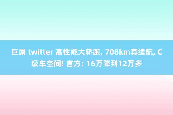 巨屌 twitter 高性能大轿跑, 708km真续航, C级车空间! 官方: 16万降到12万多