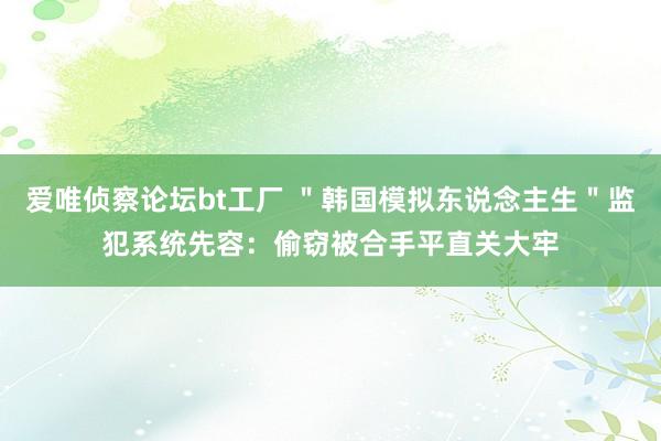 爱唯侦察论坛bt工厂 ＂韩国模拟东说念主生＂监犯系统先容：偷窃被合手平直关大牢