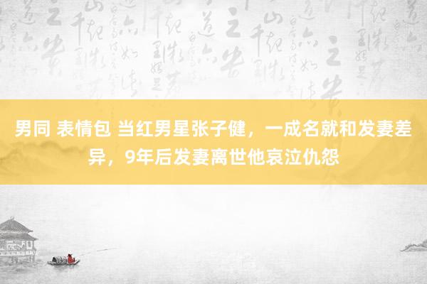 男同 表情包 当红男星张子健，一成名就和发妻差异，9年后发妻离世他哀泣仇怨